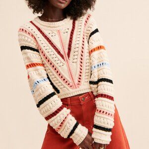 Callahan Kasey Crewneck Sweater in Ivory Multi Stripe
